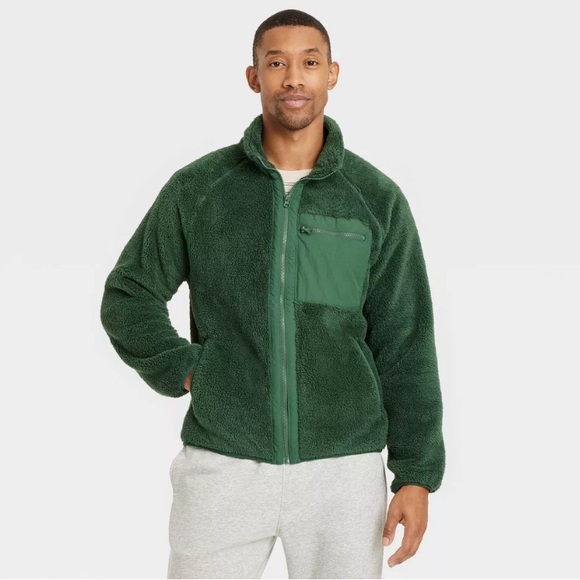 Mens NWT Goodfellow & Co. Ultra‎ Soft Fleece Green Full Zip Lightweight Jacket - Picture 1 of 10